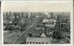 Aerial View of Newtown Texas Postcard/RPPC Oil Derricks/Boom Town