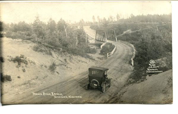 Prairie River Bridge Postcard/RPPC - Tomahawk Wisconsin