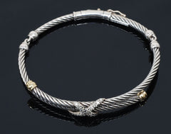 David Yurman X Collection Diamond 18K Gold & Sterling Silver Cable Bracelet