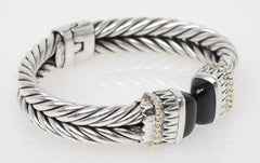 Alisa Designs Twisted Cable Bracelet 18K Gold & Sterling w/Onyx Yurman Style