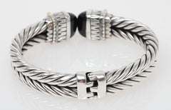 Alisa Designs Twisted Cable Bracelet 18K Gold & Sterling w/Onyx Yurman Style