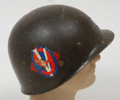 Korean War US Army Helmet w/ Welded Captains Bars (45th & 95th Infantry Liner)