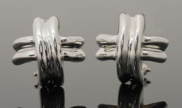 Tiffany & Co. SIGNATURE X Sterling Pierced Earrings w/Omega Clip