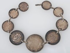 WWII Australian Florin, Shilling & Pence Silver Coin Bracelet