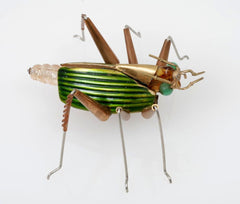 Green Enamel & Bead Beetle Bug Brooch/Pin