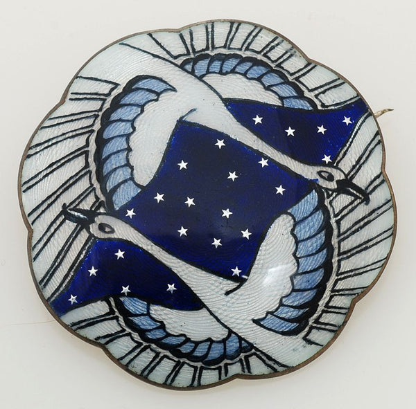 Gustav Gaudernack Guilloche Sterling Silver Brooch
