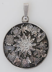 Signed Vintage ZODIAC PENDANT Mexican Sterling Silver