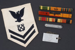 WWII US Navy Souvenir HIDEKI TOJO Dog Tag & Ribbons