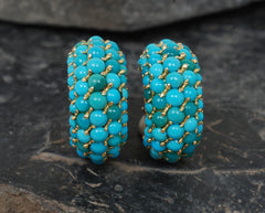 Vintage POMELLATO 18K Gold & Pave Turquoise Earrings