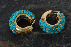 Vintage POMELLATO 18K Gold & Pave Turquoise Earrings