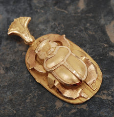 14K Gold Egypian Revival Scarab Pendant