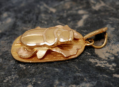14K Gold Egypian Revival Scarab Pendant