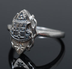 Vintage ALPHA CHI OMEGA Crest Ring 10K Gold w/Diamond