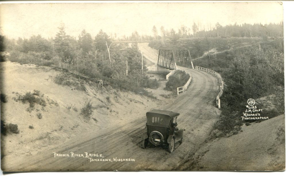 Prairie River Bridge Postcard/RPPC - Tomahawk Wisconsin