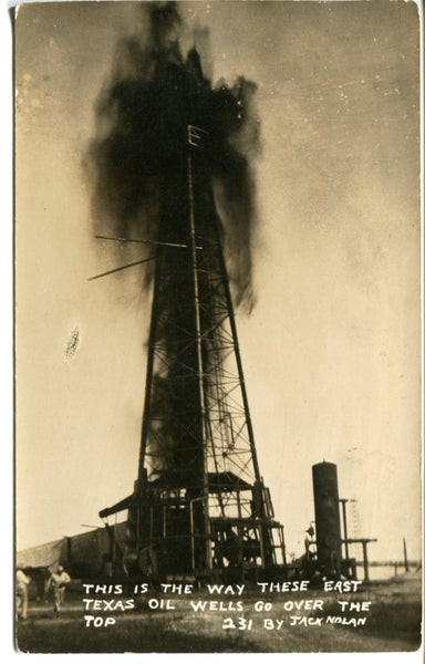 East Texas Oil Well Gusher Postcard/RPPC - Overton Texas