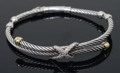 David Yurman X Collection Diamond 18K Gold & Sterling Silver Cable Bracelet