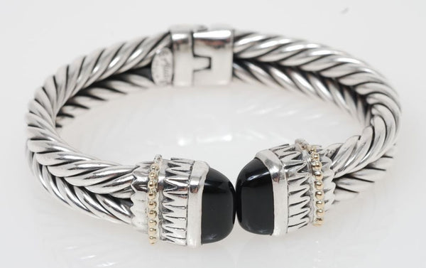 Alisa Designs Twisted Cable Bracelet 18K Gold & Sterling w/Onyx Yurman Style