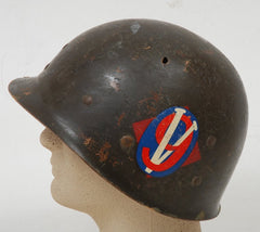 Korean War US Army Helmet w/ Welded Captains Bars (45th & 95th Infantry Liner)