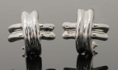 Tiffany & Co. SIGNATURE X Sterling Pierced Earrings w/Omega Clip