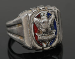 1950s Eagle Scout Ring Sterling Silver with Enamel