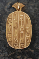 14K Gold Egypian Revival Scarab Pendant