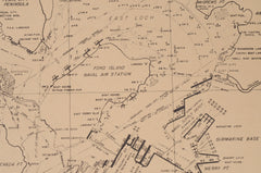 Original 1944 WWII PEARL HARBOR Chart "Moorings Berths & Aids to Navigation"